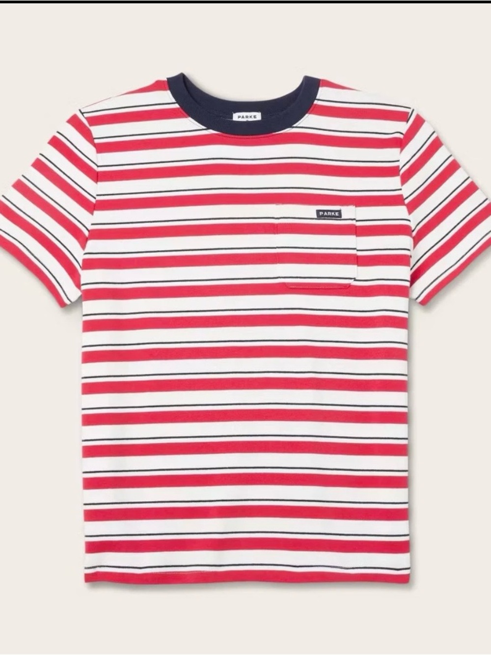 Parke x Target Women Short Sleeve Crewneck Pocket T-Shirt Red Navy Striped S